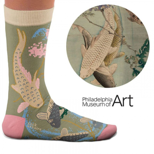 Socken Kunstwerke - Yoshitoshi "Karpfen schwimmen unter Wisteria"